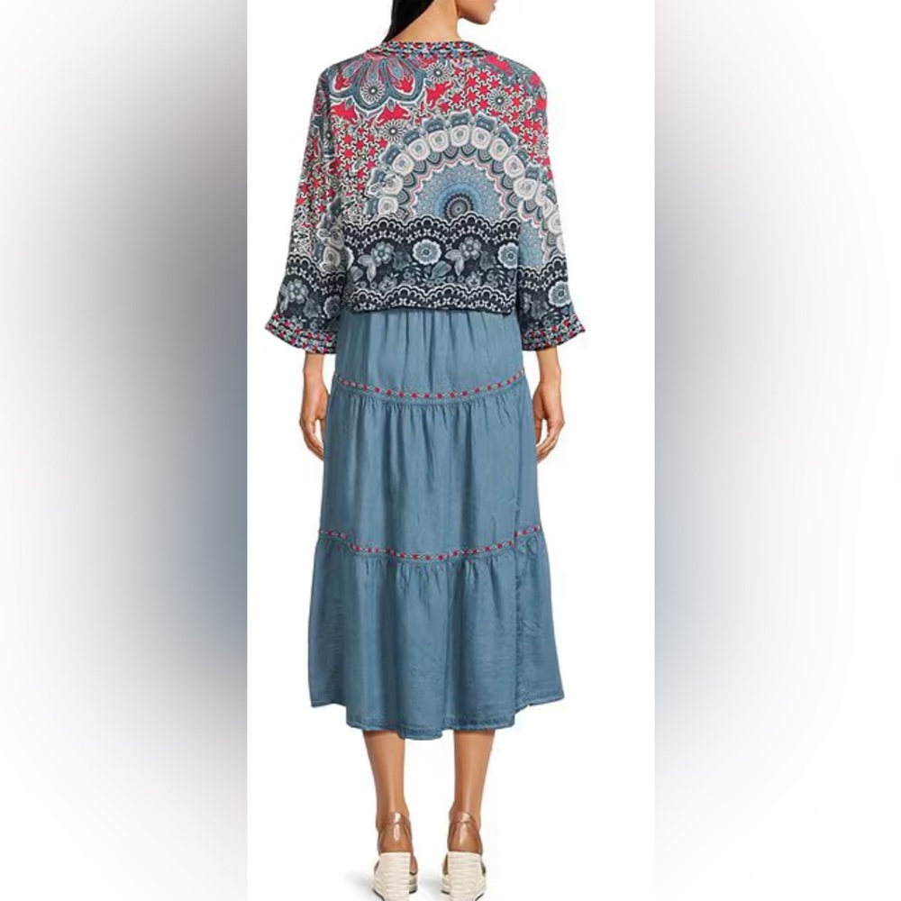 John Mark tiered midi dress with kimono jacket - Picture 2 of 6